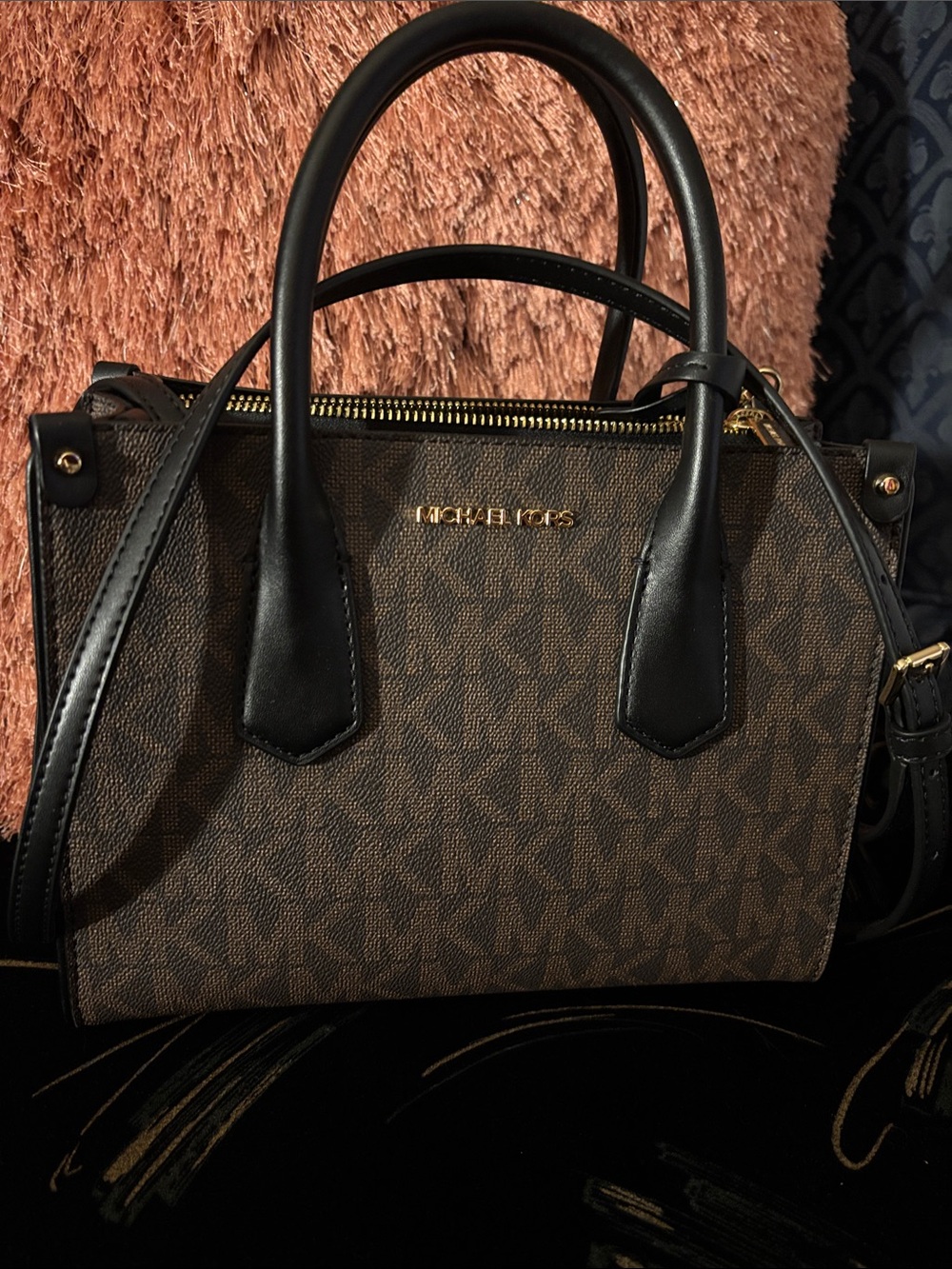 Michael Kors Brown Logo Tote with Black Trim